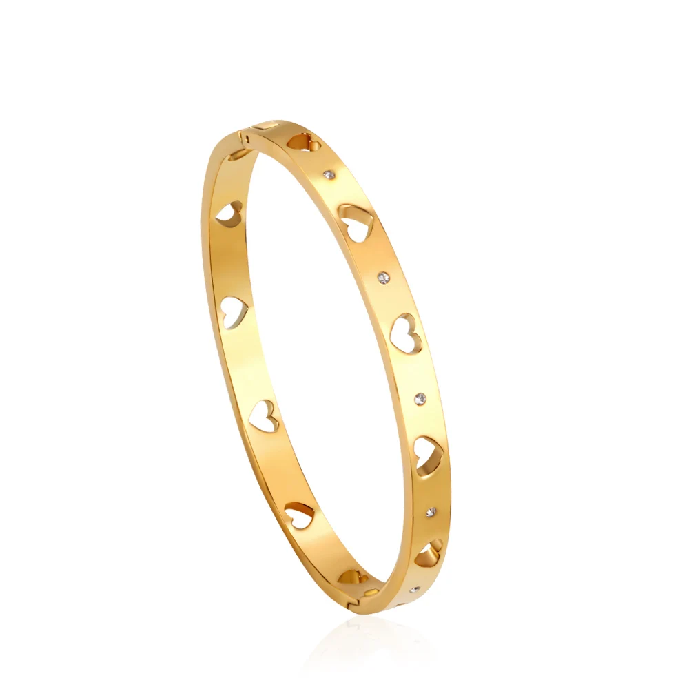 LUXUSTEEL Pulseras Mujer Braclets For Women Stainless Steel Hollow Out Heart Cuff Bangles Bracelets Christmas Party