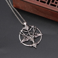 Pentagram Sabbatic Goat Head Pendant Necklaces Baphomet LaVeyan LaVey Satainism