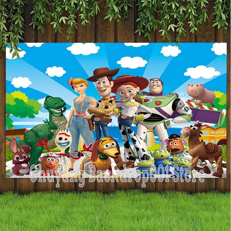 Disney Custom Toy Story Photography Backdrop Baby Shower Boys Happy Birthday Party Background Photocall Prop Decoration Banner