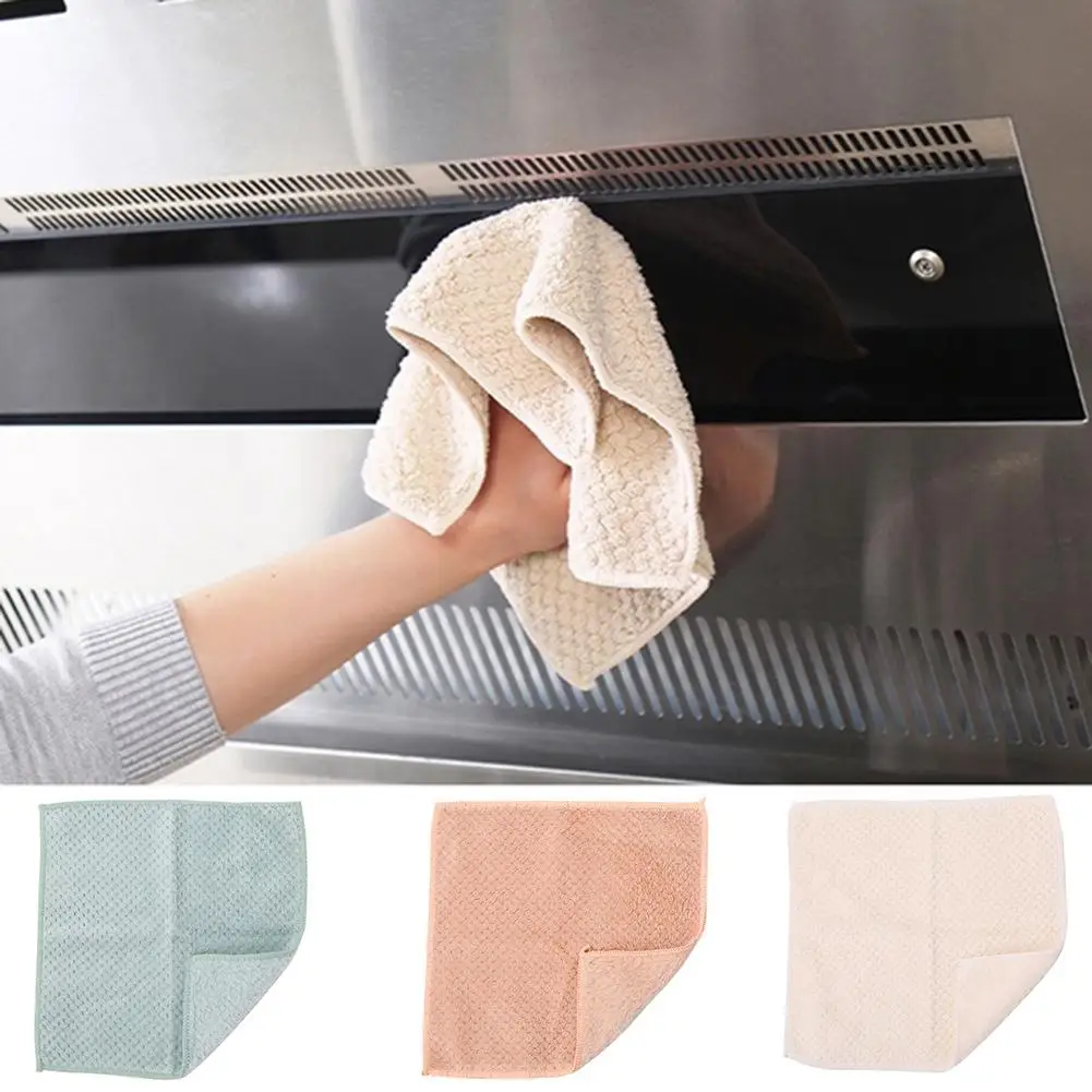 Absorbent Dish Cloth Tableware Non-stick Cleaning Towel Kitchen Tool Gadgets Dishcloth Rag Microfiber Towel