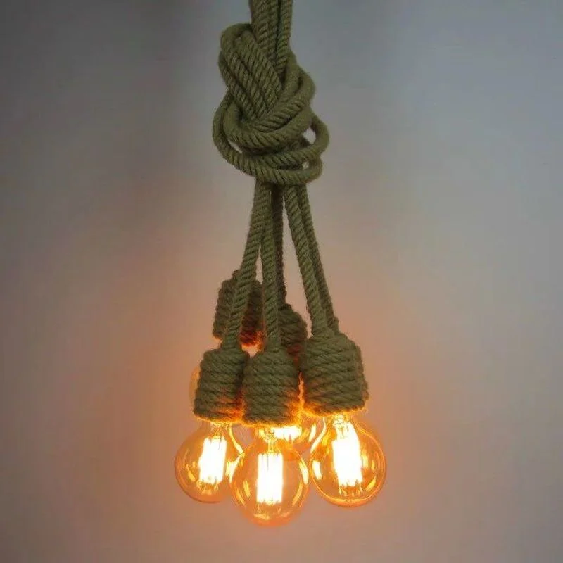 

Vintage Rope Pendant Lights Lamp Loft Creative Personality Industrial Lamp Edison Bulb American Style For Living Room decoration