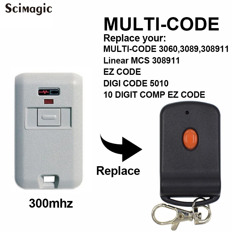 Newest Remote Garage Transmitter for MultiCode 3060 300Mhz 3089 4120 Linear 10 Dip