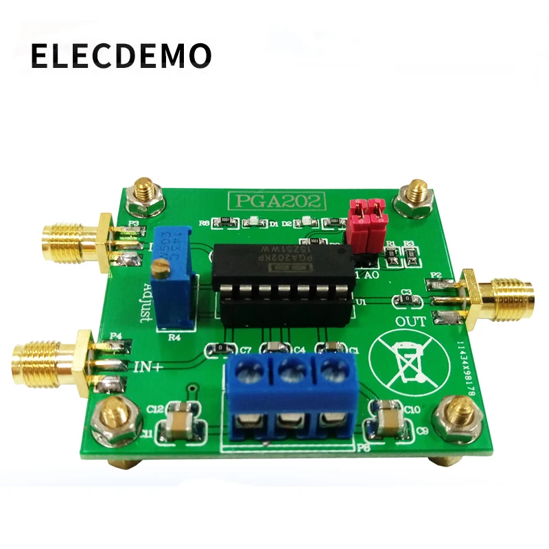 Módulo de aquisição de dados pga202, módulo digital, amplificador de instrumentação, ganho programável digital, circuito de ajuste automático