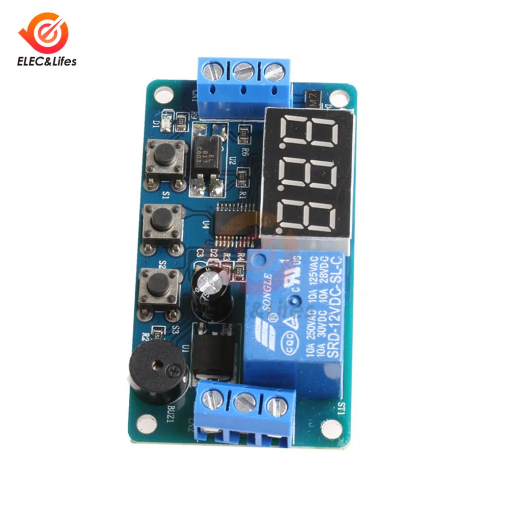DC 12V Kỹ Thuật Số Thời Gian Trễ Tiếp Còi Mô Đun 3 Nút Hẹn Giờ Relay Thời Gian Điều Khiển Kích Hoạt Thời Gian Ban Tự Động Hóa xe Ô Tô