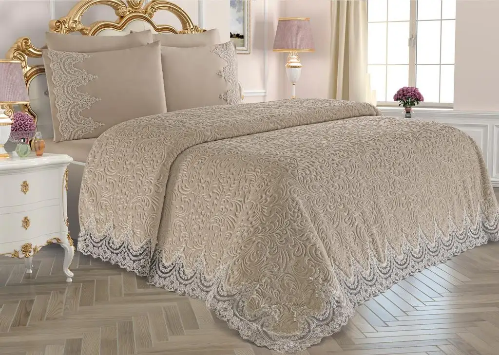 Land Of dowry French Laced Lisa Blanket Pack Cappucino