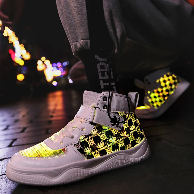 RayZing New Fiber Optic Shoes for Men and Women USB Rechargeable Glowing Sneakers Man Casual Shoes Party Shoes Cool Shoes