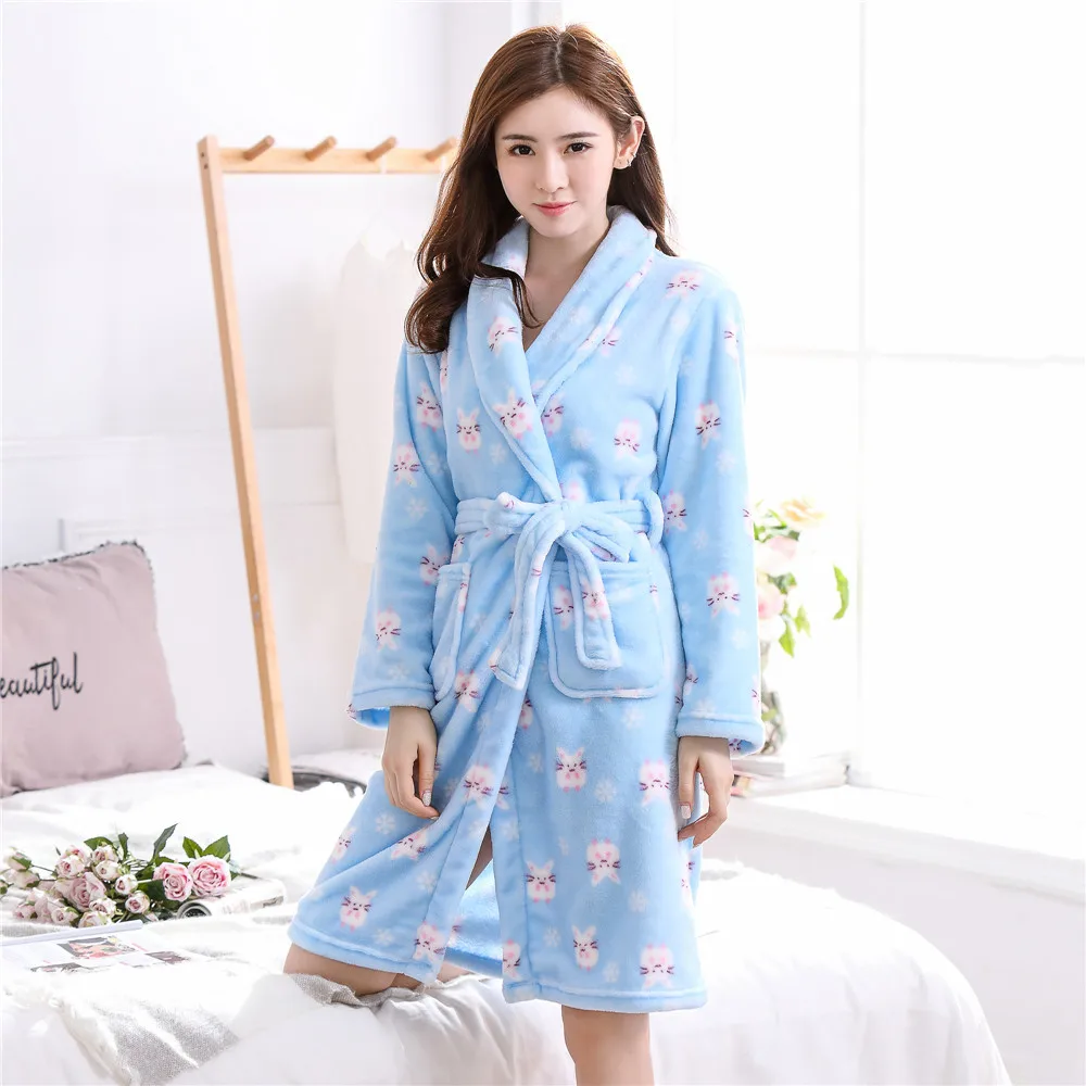 Casual Kimono Robe Bathrobe Gown Long Sleeve Nightwear Home Clothes Coral Fleece Winter Dress Sleepwear Flannel Nightgown 3XL