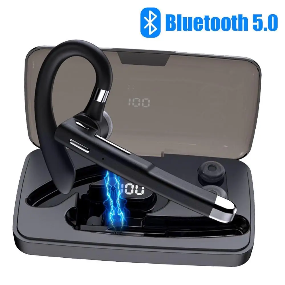 Over-Ear Earphones Wireless Headsets Earpiece Stereo Earbuds Noise Cancelling with Charging Box for Android iOS Phones