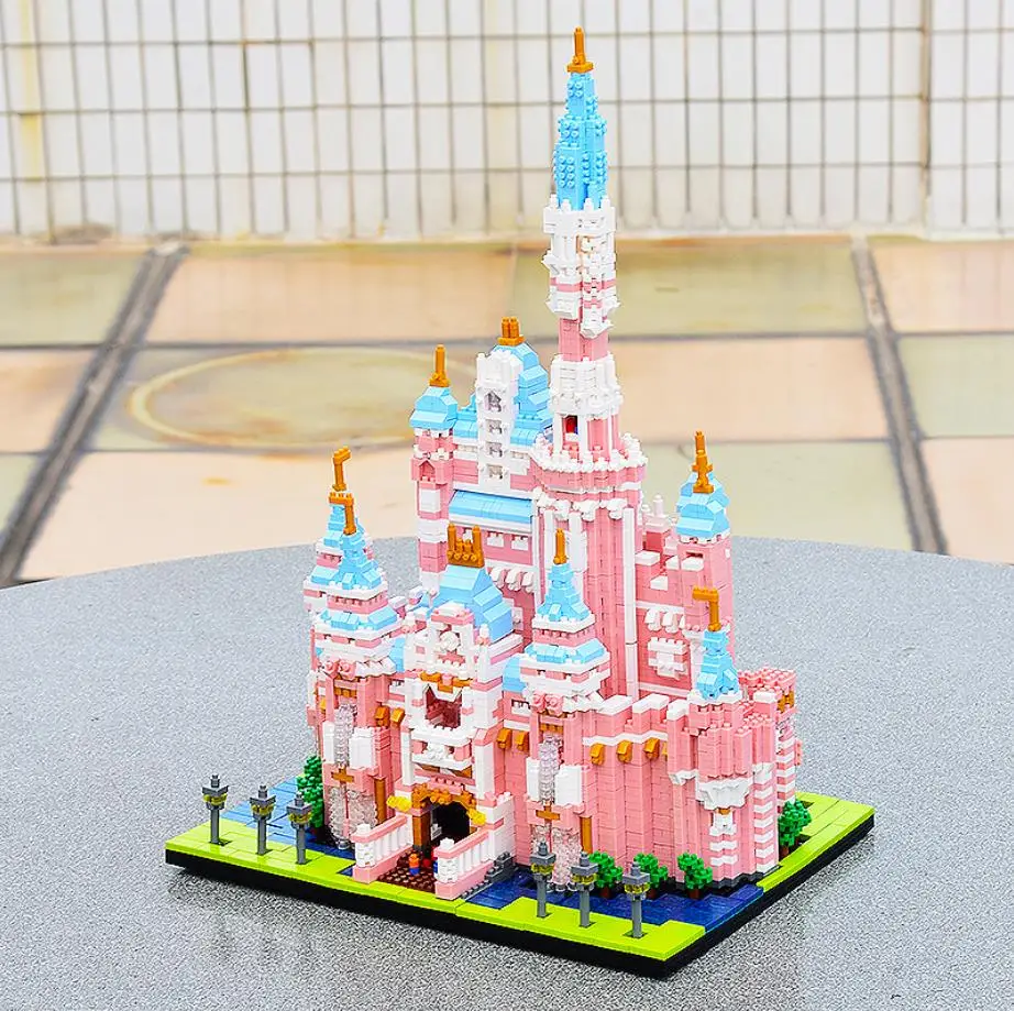 Criativo conto de fadas arquitetura construção tijolo micro diamante bloco mundialmente famoso cidade fairyland castelo brinquedo nanobrick para presente
