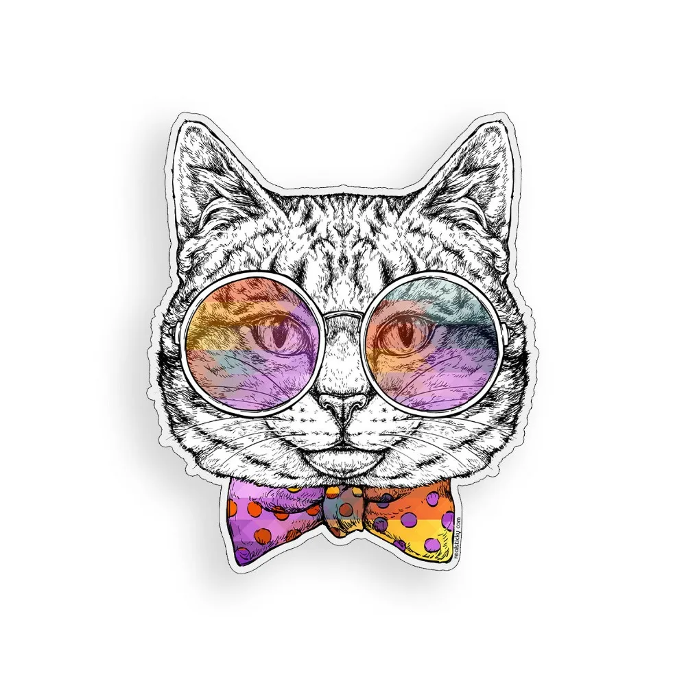 Cat Sticker Bow tie Sunglasses Kitty Laptop Cup Cooler Car Window Bumper Decal