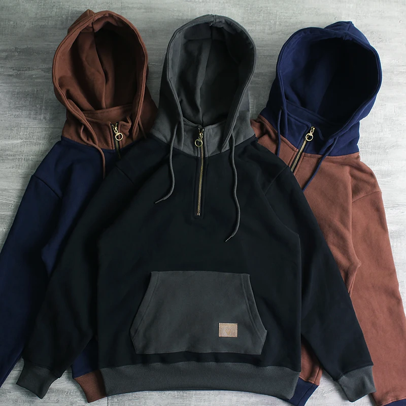 Autumn and Winter Fashion Pure Cotton Terry Heavyweight Thick Plus Velvet Hoodies for Men's Loose Hooded Pullover Sportswear