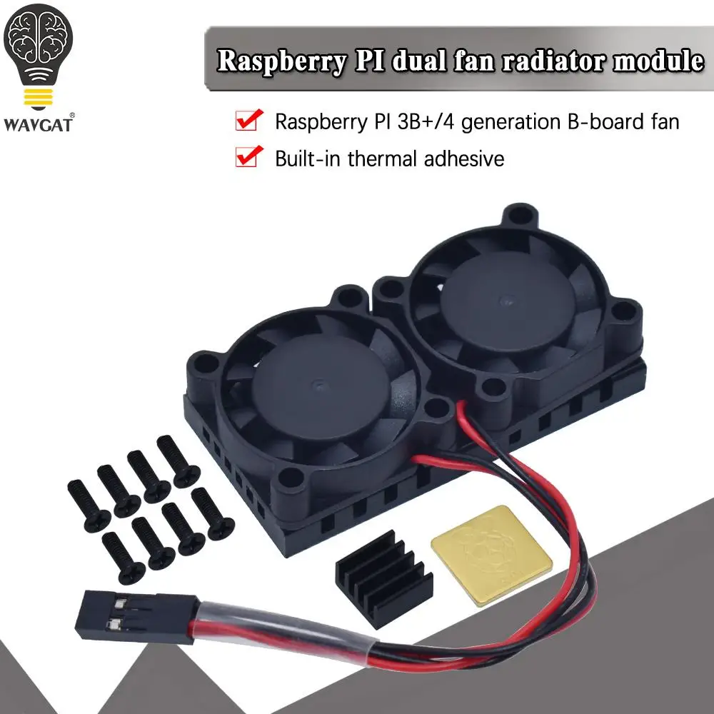 Raspberry Pi 4 Model B,3B+ Dual Fan with Pi 4B Heatsink Kit, Cooling Fan Kit with Tape for Raspberry Pi 4B / 3 B+