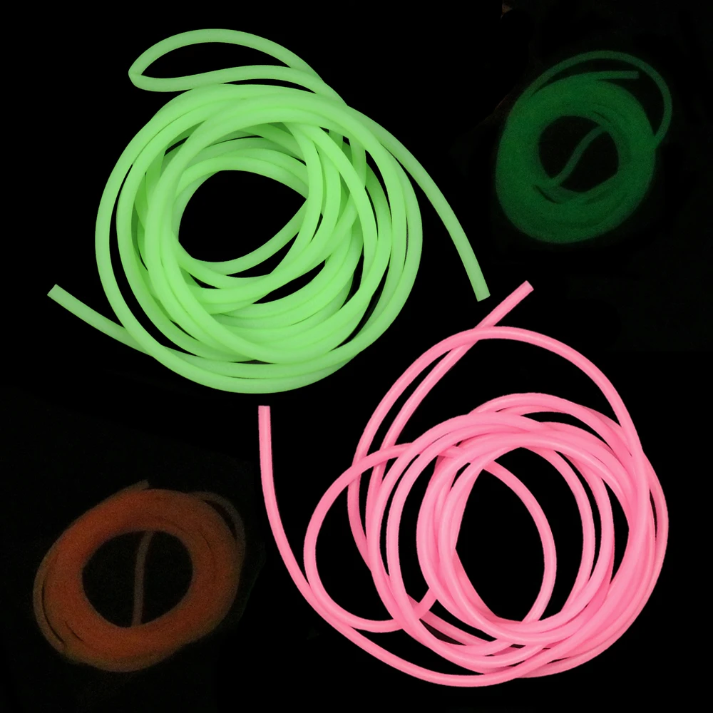 2M/pack Green Pink 3mm Soft Luminous Silicone Tube for Fishing Glowing Rubber Tubbing / Rig Making Glow Tube Fishing Accessories