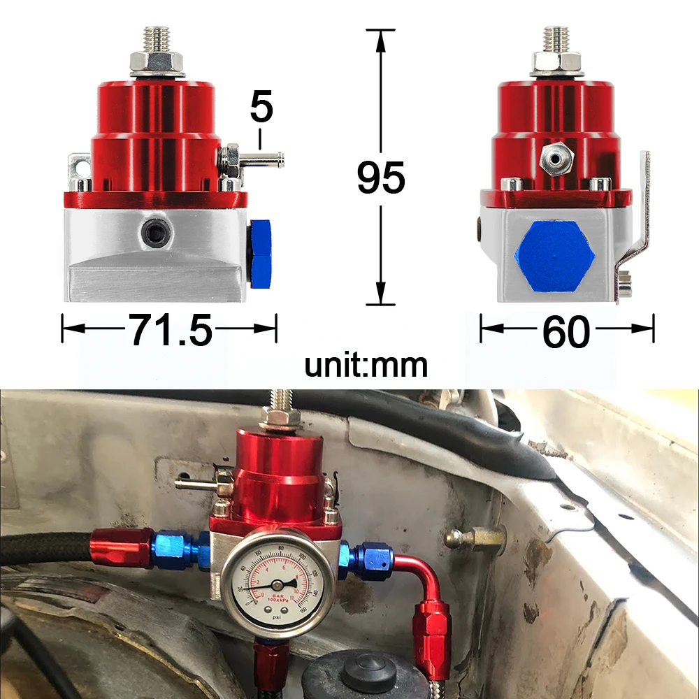 35-75PSI Racing Car Universal pressure fuel regulator Adjustable Fuel Pressure Regulator With 0-160PSI Gauge