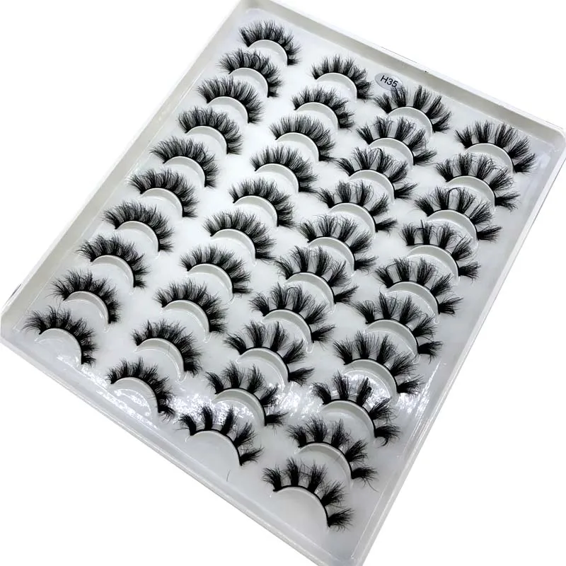 Lot de Faux cils 3d en vison naturel, épais, longs, fins, courts, 15-23mm, 20 paires