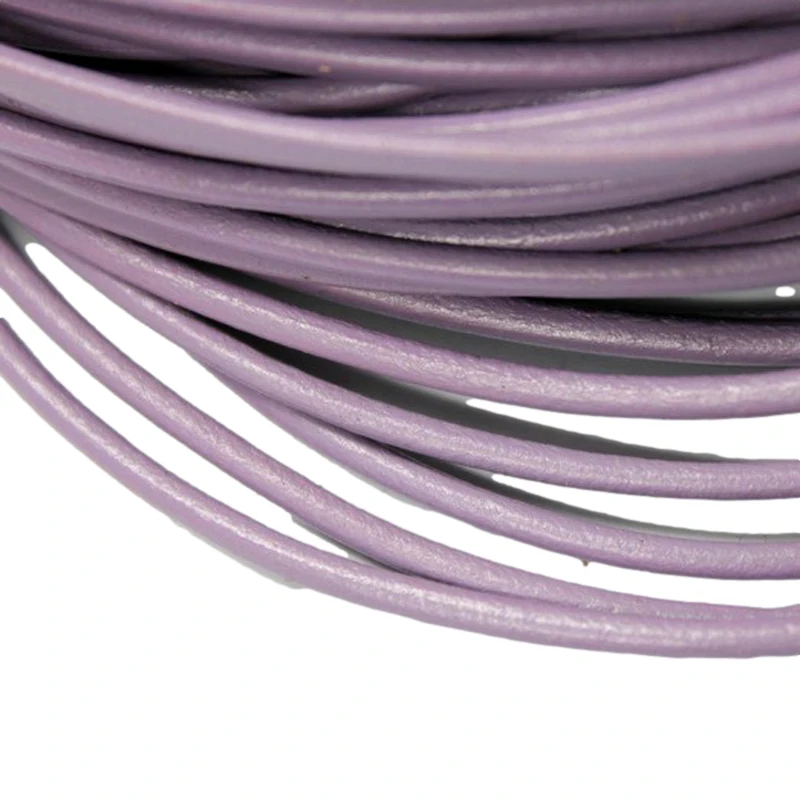 

Aaazee 5 Yards 3mm Diameter Round Real Cow Hide Light Purple Leather Cord, Color Coated Genuine Strap RLG3M11