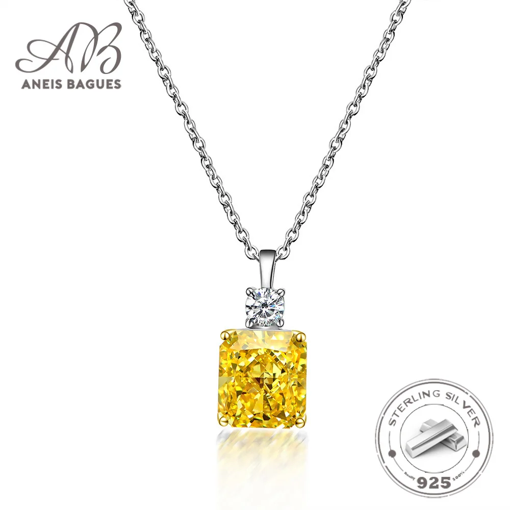 

Aneis Bagues 100% 925 Sterling Silver Yellow Sparkling Topaz High Carbon Diamond Pendant Necklace For Women Wedding Jewelry