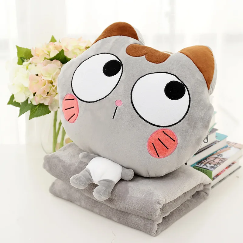 Student Plush Pillow Cartoon Silly Cat Pillow Quilt Dual-use Multifunctional Car Children's lunch Break Air Conditioning Blanket