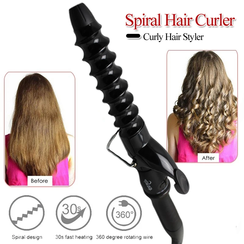 Professional Hair Curler Irons Spiral Heated Electric Ceramic Wand Curling Magic Air Waves Iron Corrugation For Hair Styler Tool