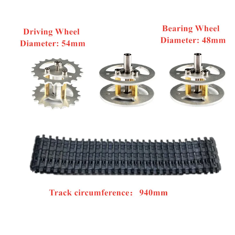 DOIT Un juego de accesorios para chasis de coche tanque de robot que incluye rueda de rodamiento de metal, rueda motriz, pistas, para pieza de juguete RC DIY