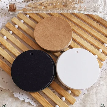 50pcs 5cm รอบป้ายกระดาษการ์ด Hang Tags กระดาษคราฟท์เปล่าการ์ดสําหรับบรรจุภัณฑ์เครื่องประดับ DIY งานแต่งงานคู่คนรักของขวัญ