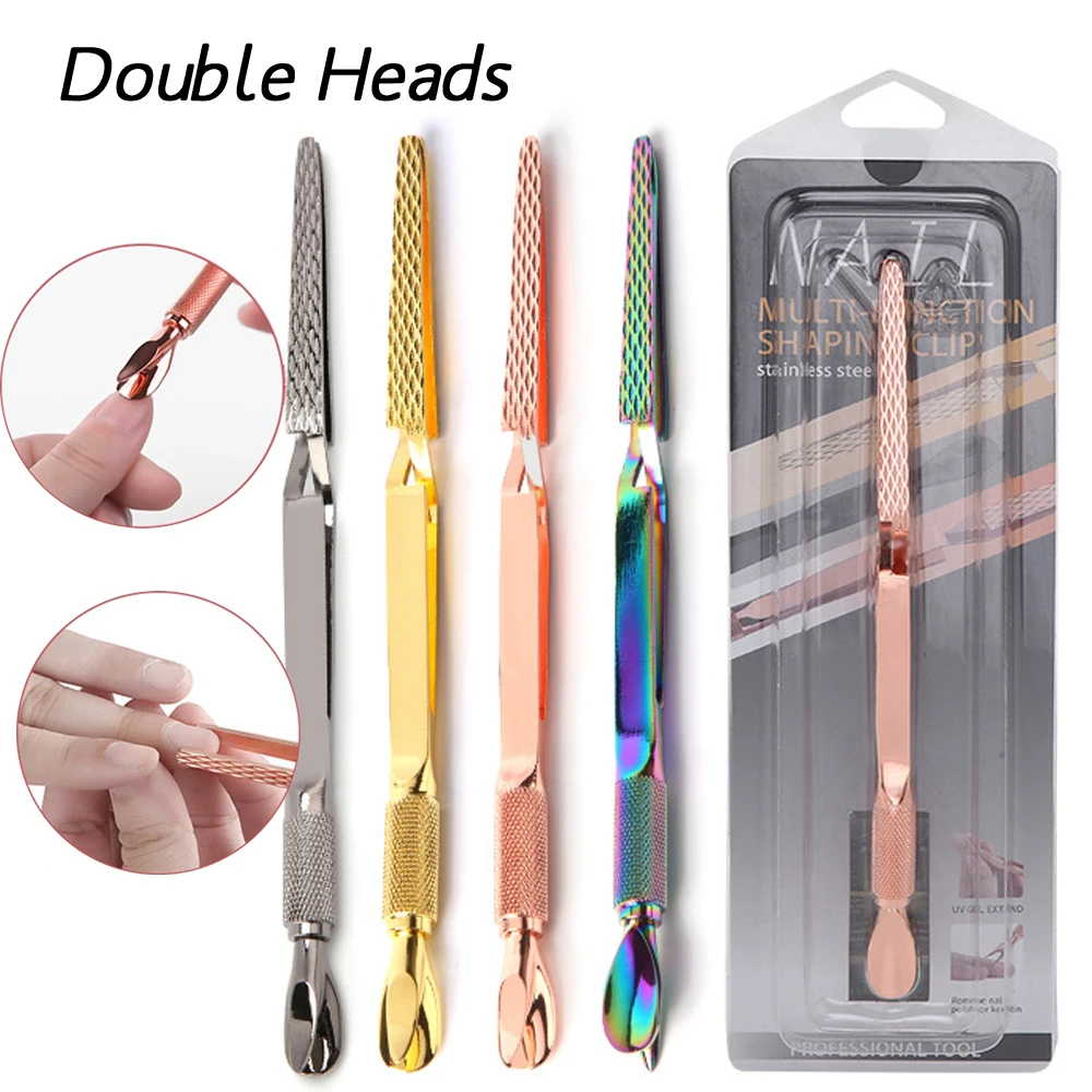 Stainless Steel Nail Art Pincher Tweezer Nail Styling Clip Manicure 2 Heads Nail Shaping Tweezer Acrylic UV Gel Curve Nail Pinch
