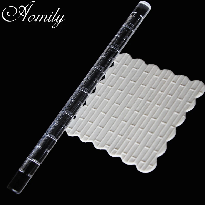 Amoliy Transparent Acrylic Brick Wall Pattern Rolling Pin Polymer Clay Tools DIY Embossing Cake Decorating Tools Chocolate Mold