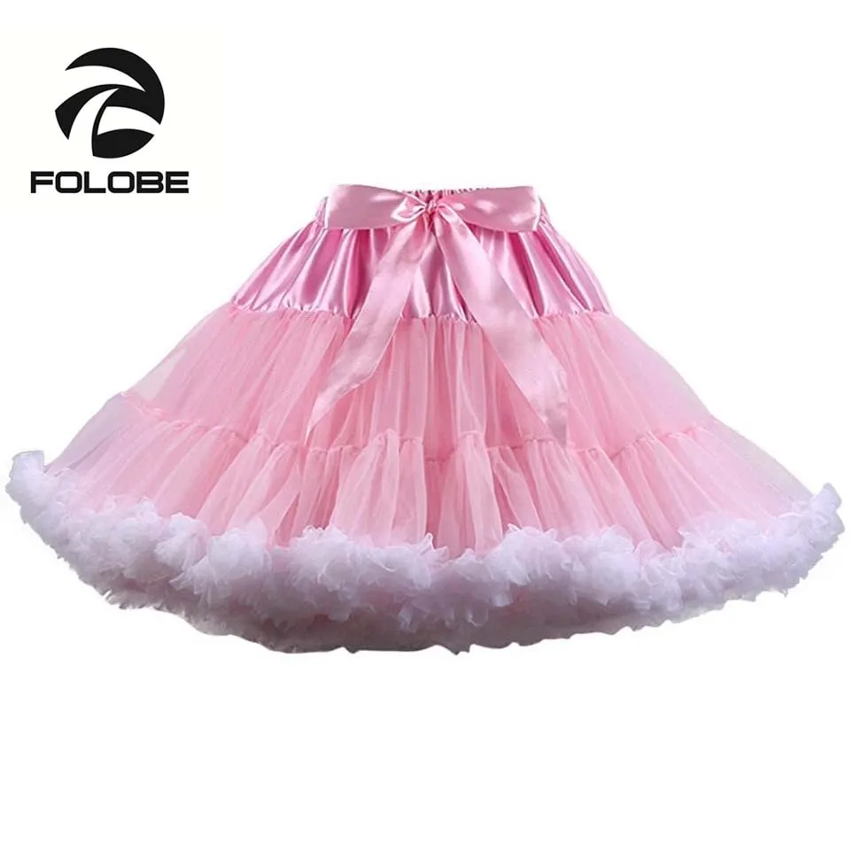 

FOLOBE Pink Tulle Skirt Mesh Skirt Sweet Tutu Women's Fluffy Ball Dress Lolita Petticoat Princess Dress TT004 Plus Size Lolita