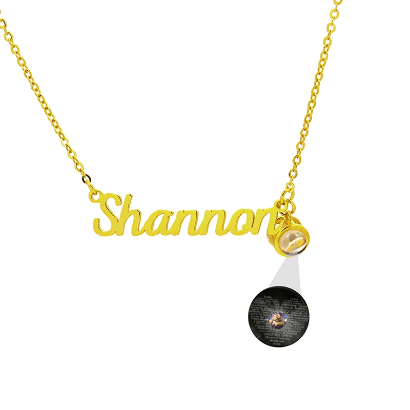 

Custom 100 Languages I Love You Projection Photo Name Pendant Necklace Personalized Memory Picture name Necklace For WomenGifts