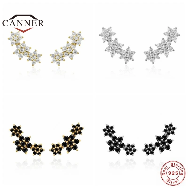 CANNER orecchini in argento Sterling 925 con zircone bianco nero per donna orecchini con Piercing in Zirconia orecchini pendenti con gioielli