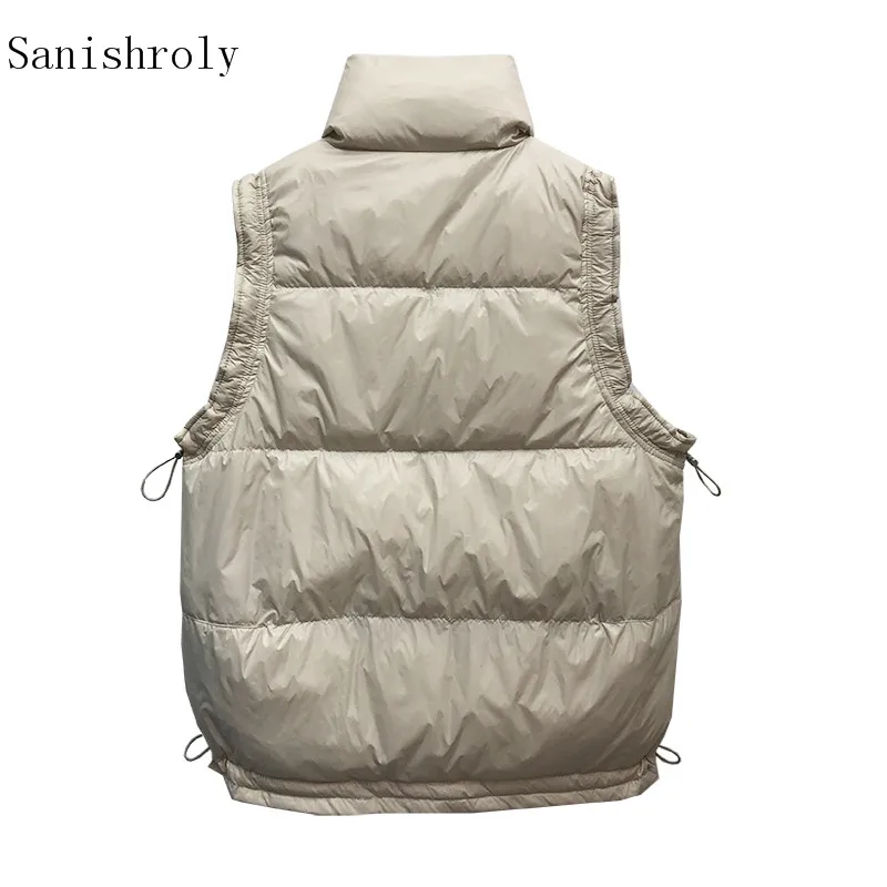 Women Ultra Light White Duck Down Vest Stand Collar Sleeveless Drawstring Down Waistcoat Lady Short Autumn Winter Puffer Jacket