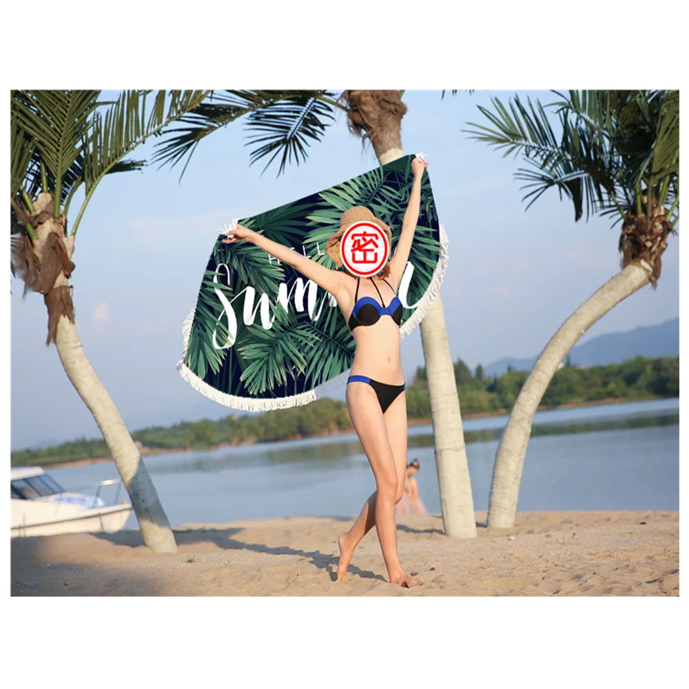 Summer seaside microfiber towel round beach towel vacation travel beach towel flamingo sunbathing mat