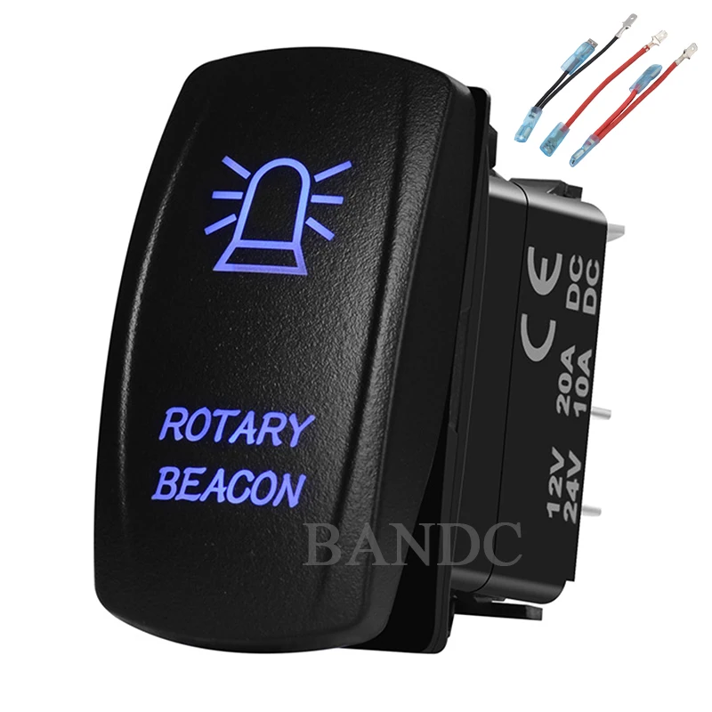 ROTARY BEACON Laser-Etched On-Off SPST Led Rocker Switch for Car Boat Marine Vehicle Yacht Ship, Boat Parts