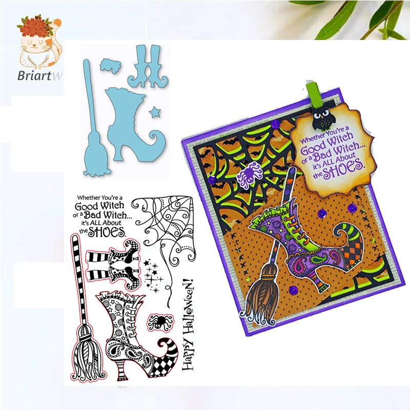 Happy Halloween Clear Stamps with Cutting Die Diy Scrapbooking Decor Cards Painting Cards Embossing Hademade Crafts