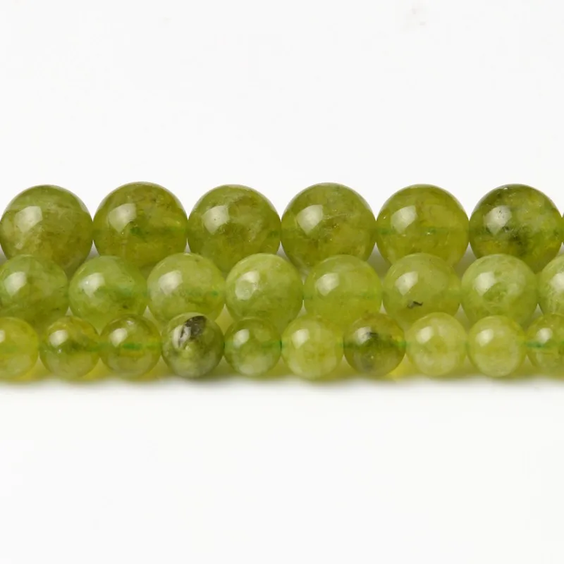 Natural Stone Peridot Round Beads 6/8/10mm Olivine Loose Spacer Beads for Jewelry Making Handmade Diy Bracelet Necklace 15 Inch