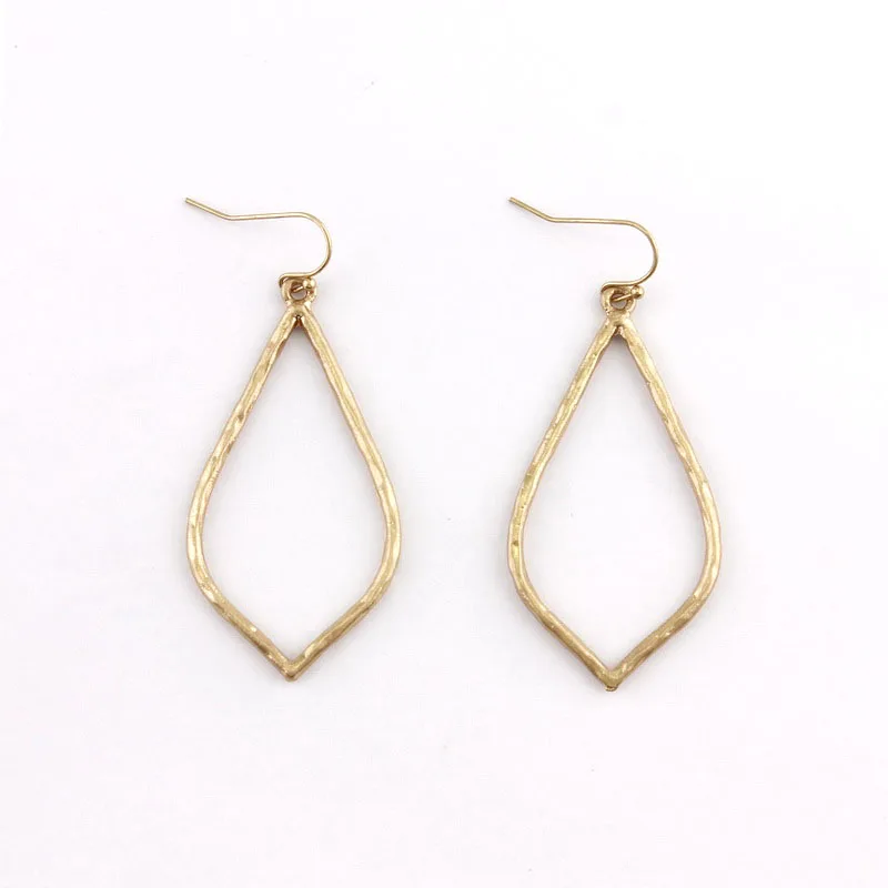 Minimalist Metal Alloy Hollow Out Drop Earrings Unique Uneven Surface Metal Design Dangle Earrings for Women Girls Charm Jewelry