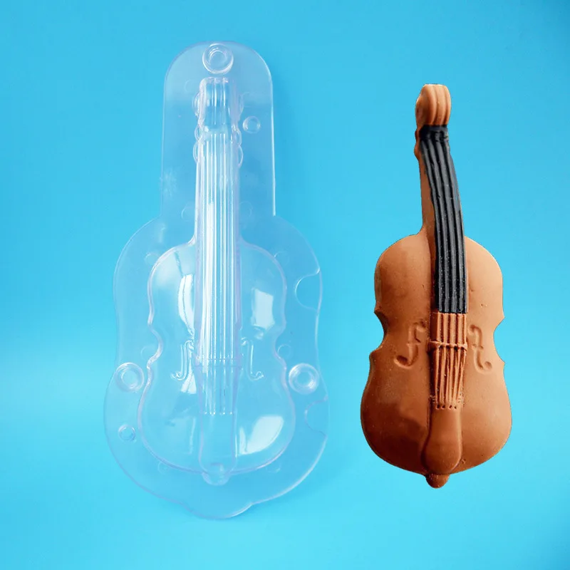 Hot Sale DIY 3D Guitar Plastic Chocolate mould Baking Tools Mold DIY Violin Candy Jelly Mold Cake Decorating Molds Pastry Tools