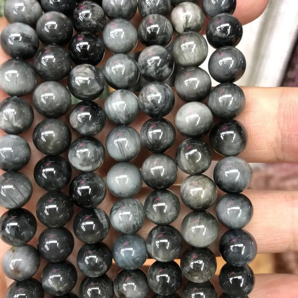 Wholesale Genuine Hawk's Eye Beads 4mm 6mm 8mm 10mm 12mm Round Gemstone Loose Beads For Jewelry,1 of 15