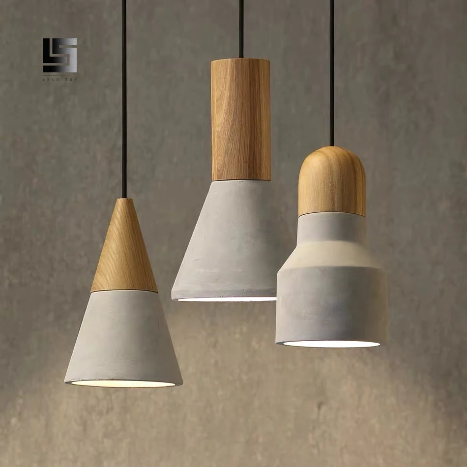 

Nordic lamps and lanterns bedroom head restaurant bar creative designer cement wooden single head small chandelier