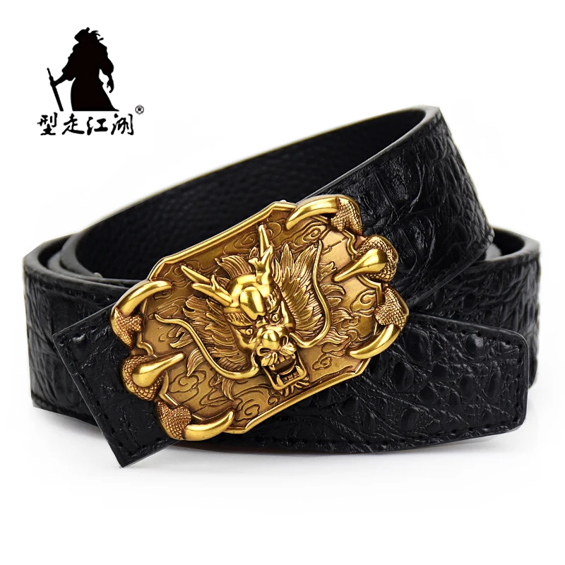 men belt Luxury designer Crocodile pattern belts high quality fashion ceinture Jeans black waistband men punk belt