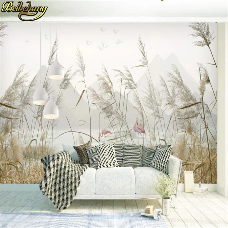 beibehang Custom photo 3d wallpaper small fresh reed Nordic minimalist modern minimalist TV background wall papel de parede