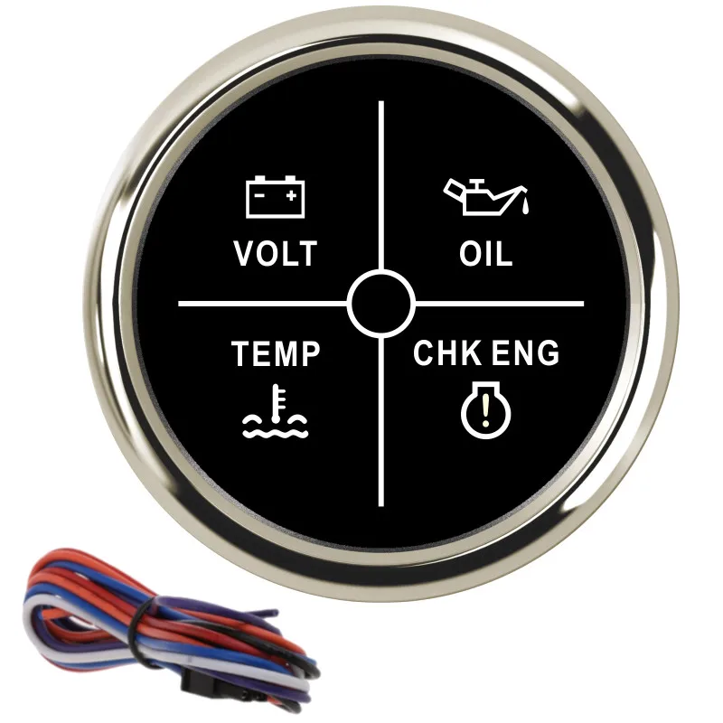 Custom 52mm Digital Car Voltmeter Alarm Gauge Meter Oil Pressure Water Temperature Engine Alarm 4LED With Red Backlight 12V/24V