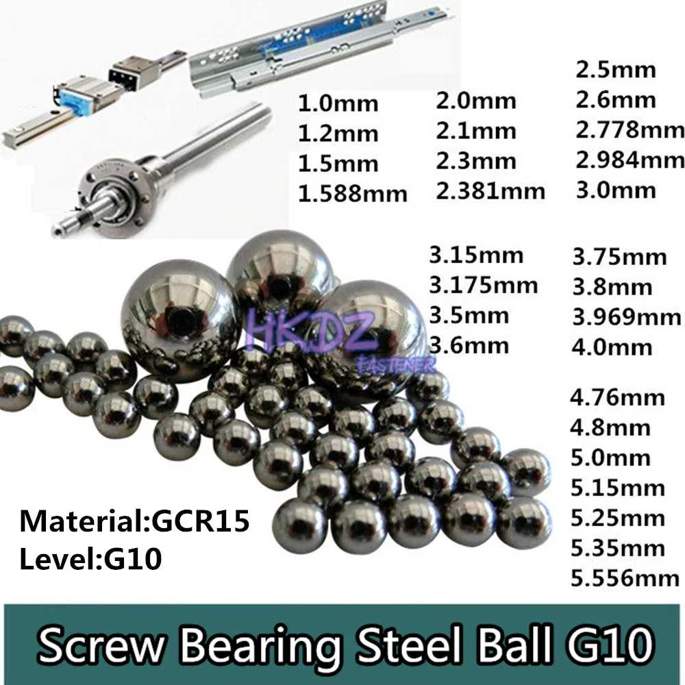 High Quality 3-9mm GCR15 Solid ball High Precision G10 Hardness Screw Steel Ball 1.588/1.8/2/2.381/2.5/2.778/2.8mm