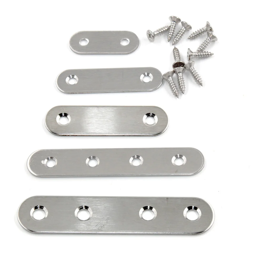 

10Pcs Stainless Steel Black/Silver Straight Brace Flat Straight Braces,Straight Brackets,20Pcs Screws Included(5 size)
