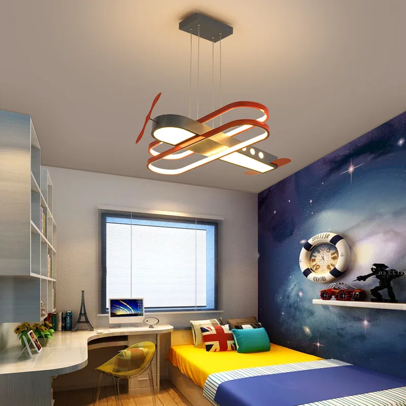 Nordic Led Aircraft Chandelier Ceiling Lamp Dual-use Children's Bedroom Boy Study Restaurant Theme Restaurant Cartoon Modern