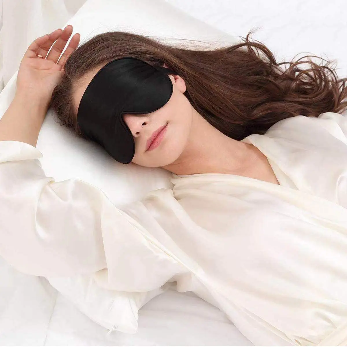 Natuurlijke Zijde Slaapmasker Blindfold Super Glad Nacht Slapen Eyeshade Blokkeren Licht Reizen Eyepatch