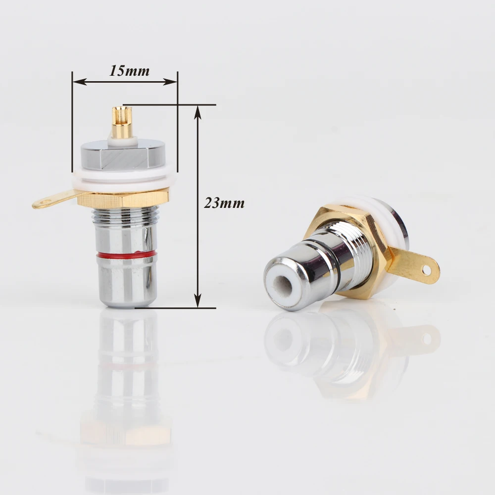 RCA Female Socket Chassis HiFi Audio Connector Rhodium＋gold Plated Copper Jacks Amplifier HiFi Black Red Audio Jacks