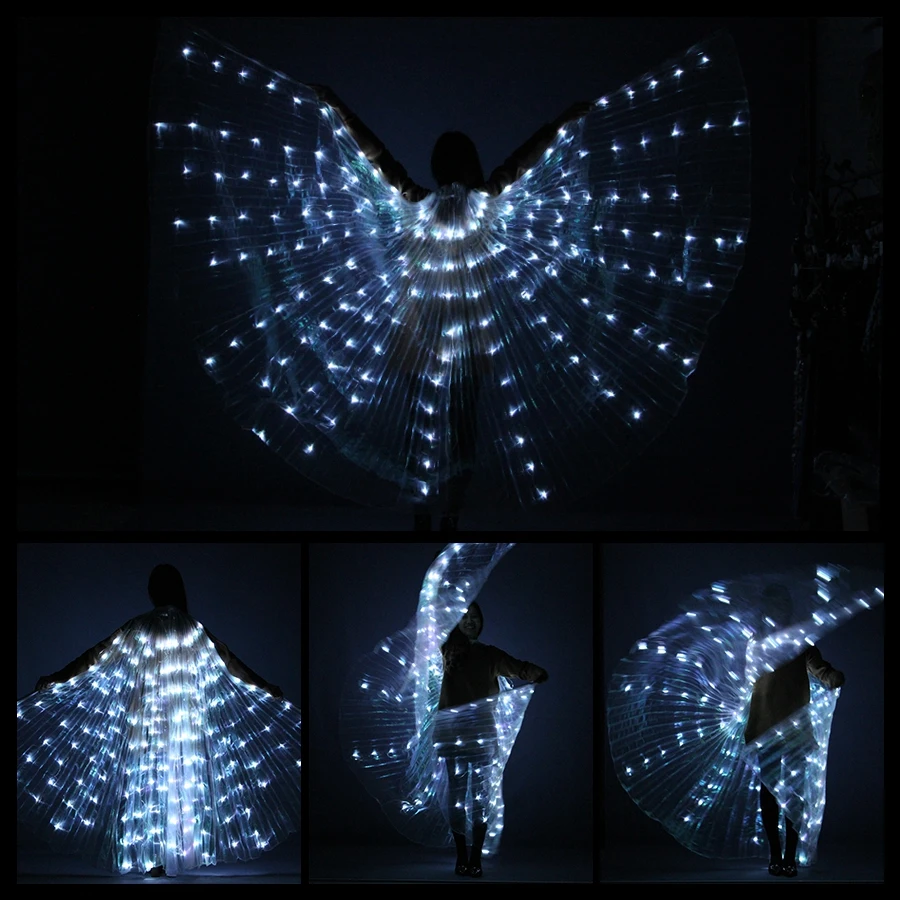 Girls wings angle of opening dancer props wings stick Women belly dance lamp props open 360 degrees LED Shining wings