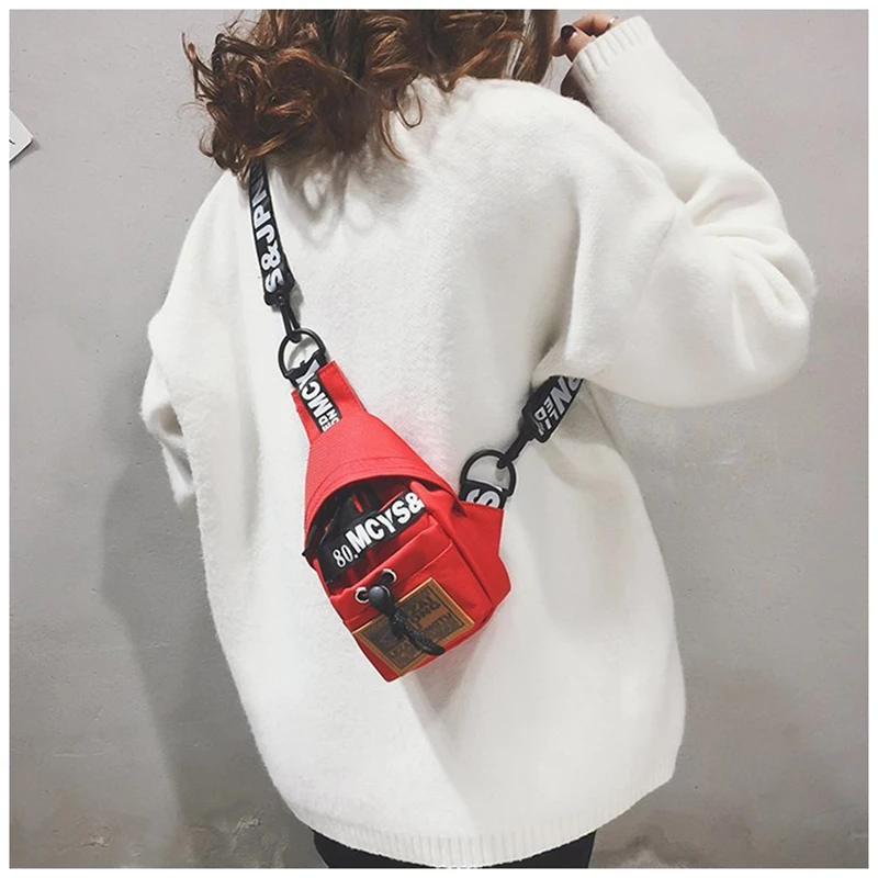 Fashion Canvas Chest Bags Women\'s Messenger Bag Hip-hop Personalized Casual Waist Bag Single Shoulder Bum Bag