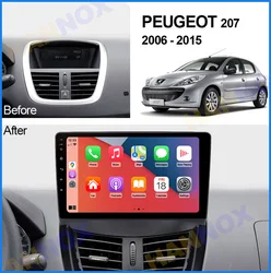 9inch Touchscreen Android Car Radio Multimedia Video GPS Player For PEUGEOT 207 CC 207CC 2006-2015 carplay Stereo WIFI-BT